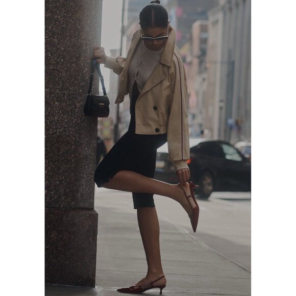 NWT Size L - Anthropologie Cotton Trench Jacket Preppy in Khaki (NWT US $168) - Picture 7 of 16